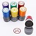 6pcs Rubber Teacher Stamps for Grading, Self-Inking, Office Stationery Stamps, Vibrant Colors, Best Homework Stamps, Encouraging Classroom Comments(Smiley Stamps)