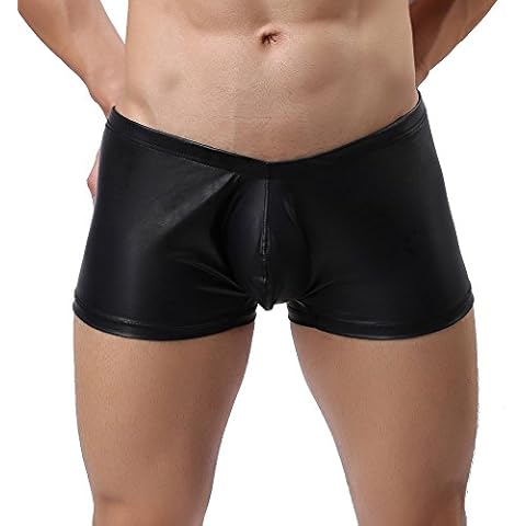 Celucke Herren Unterwäsche,Männer Boxershorts Kunstleder Lack Hose Badehose Unterhose Cover