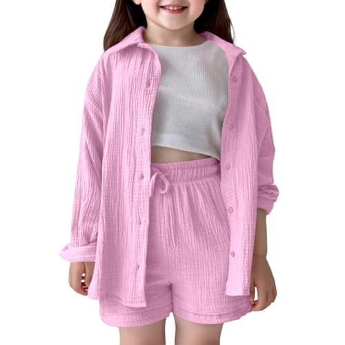 Ropa cómoda de niñas para evitar rozaduras conjunto de camisa y short suelto de algodón puro