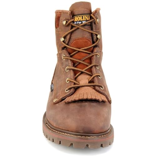 Carolina 28 Series 6" Soft Toe Waterproof Work Boots for Men - Cigar Leather Upper, AG7 Footbed, Removable Kiltie, EH-Rated4