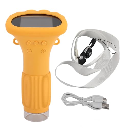 Kids Microscope Camera 1000X 2.0 Inch IPS Color Screen with 8 LED Lights Portable Digital Microscope for Kids Adults Pocket Microscope Camera Handheld Digital Microscope (Yellow)