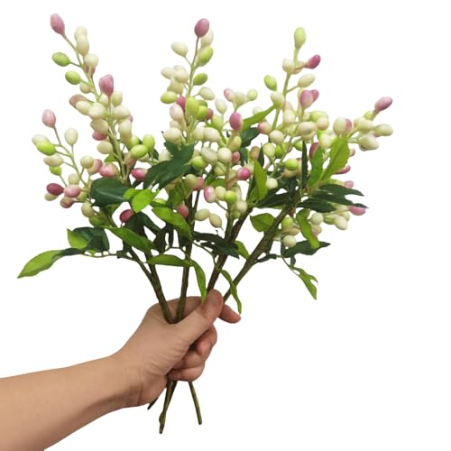 DODXIAOBEUL 4 Pcs Fake Berries Artificial Berry Stems Artificial Blueberries Fall Picks Fall Decorations for Home Decor Wedding Bouquet Christmas Table Centerpieces Floral Arrangement (White Purple)