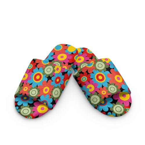 Fall Winter House Open Toe Slippers for Women Men Soft Cozy Indoor Lightweight Flannel Plush Flat Shoes2