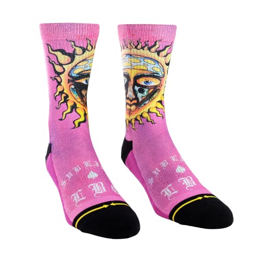 MERGE4 Sublime Sun Pink Womens Crew Socks Official Sublime Band Music Compression Ultra Comfy Cute Pink