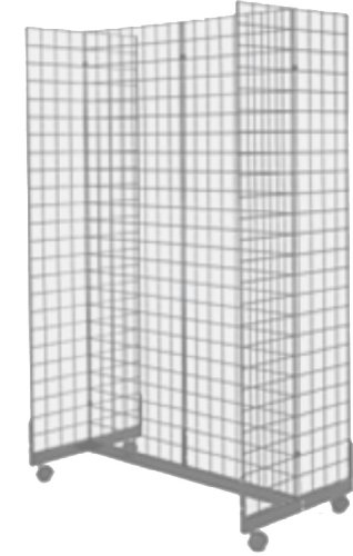 2' x 6' Grid Panel Floorstanding Display Fixture with Gondola Base. Chrome.