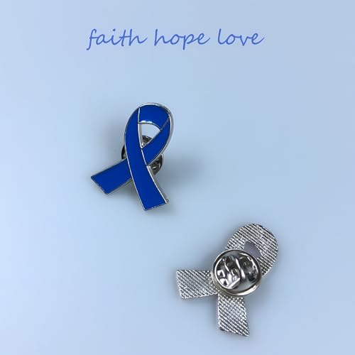 120 Pcs Light Blue Awareness Ribbon Pins Colorectal Colon Prostate Cancer Awareness Pin Products3