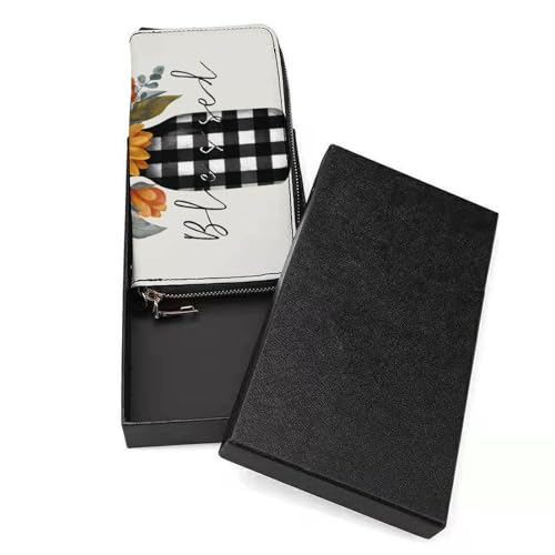 Glass Vase with Colorful Flowers Blessed PU Leather Clutch Long Bifold Wallet, Coin Purse Credit Pass Case, Durable Card-Holder Money Storage for Women Men3