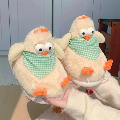 Cartoon animal chicken slippers, home plush warm and non slip cotton slippers for men and women2