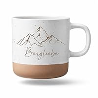 Bergliebe Keramiktasse Motiv | Naturmotiv | Kaffeetasse | Teebecher weiß mit beigem Boden | Geschenk für Frauen & Männer | 360 ml Pohmer Design
