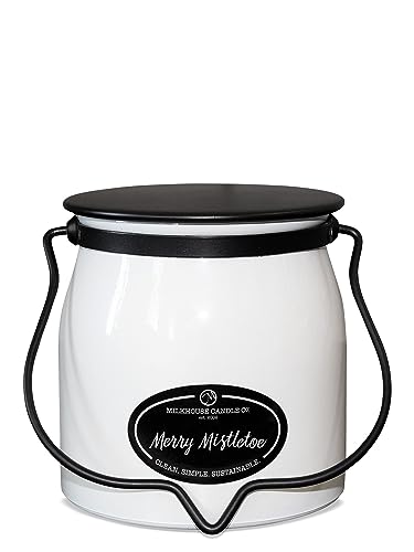 Image of Milkhouse Merry Mistletoe Soy Candle, 16 oz Butter Jar, 65+ Hr Burn