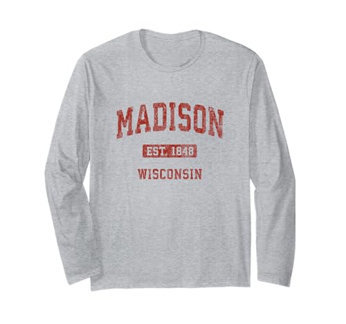 Madison Wisconsin WI Vintage Athletic Sports Design Long Sleeve T-Shirt