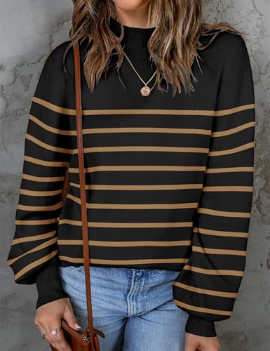 Image of ZESICA Women's 2026 Fall Striped Pullover Sweaters Tops Fashion Outfits
