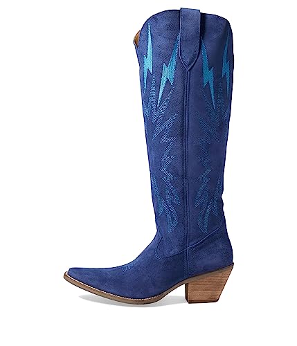 Image of Dingo Womens Thunder Road Embroidered Snip Toe Casual Boots Knee High Mid Heel 2-3 inch