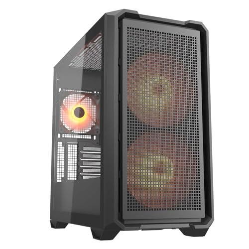Cougar MX600 Mini RGB Mini Torre Chasis: 2 Ventiladores Frontales de refrigeración PWM de 160 mm, ampliables hasta un Total de 10 Ventiladores, rampa de Flujo de Aire Inclinada, Soporte para radiador