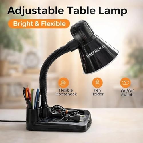 Image of Electric Study Lamp | Adjustable Neck Table Light for Students & Readers | Compact Desk Lamp for Study, Office & Bedroom Use (Black)