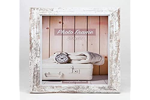 Nelson Cadre photo Bois 10 x 15 cm à 30 x 40 cm Shabby Blanc Marron Cadre photo, Blanc vieilli, 30 x 40