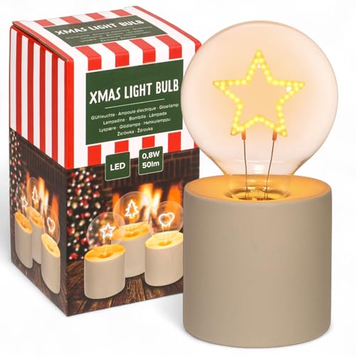 MIJOMA LED Tischlampe mit Motiv-Leuchtmittel – Stimmungslicht...