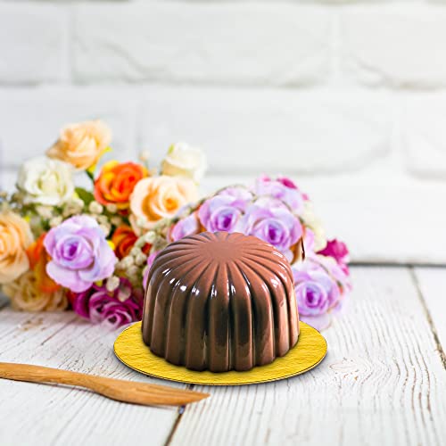 Mt Products 4 Inch Mini Round Gold Cake/Pastry Dessert Board With Tab thumb #3