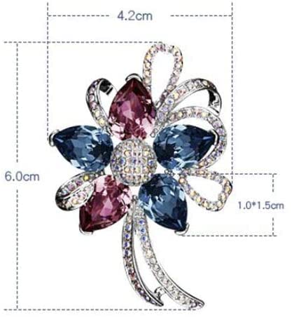 Broche de Cristal, Accesorios para Mujer, Chapado en Oro de 18 Quilates, joyería, Azul y Rojo, para niñas(Color:Blue Red)