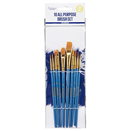 Artlicious Paint Brushes - Acrylic Set and Detail Paint Brushes for Kids - Use with Craft, Watercolor, Oil, Face Art, Washable, Miniature Detailing and Rock Painting