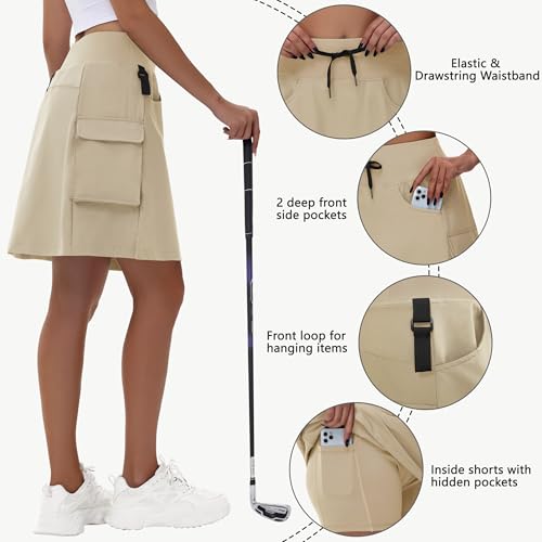 Women's 16" 20" Hiking Cargo Skort Skirt - High Waisted Golf Dressy Casual Workout Sport Skirt with Liner Quick Dry3