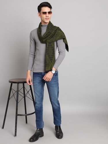 Image of Ravaiyaa - Attitude is everything Men's Geometric Pattern Casual Muffler Winter Wool Long Scarf 72 inchx14 inch Inch (Green)
