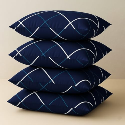 Image of Microfiber Pillow | Set of 2 | Basic Size 41 x 61 CM | Pack of 2 (4, Blue, King (U.K. Standard))