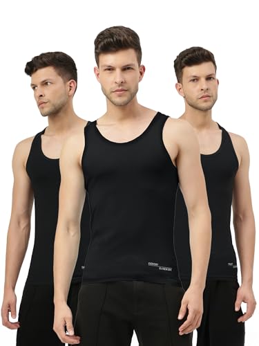 Image of Freecultr Vest for Men | Bamboo Sleeveless Super Soft Round Neck Gym Comfort Vests | Workout Regular Fit Innerwear | Breathable Sando with Long Hemline | Set of Three Pieces