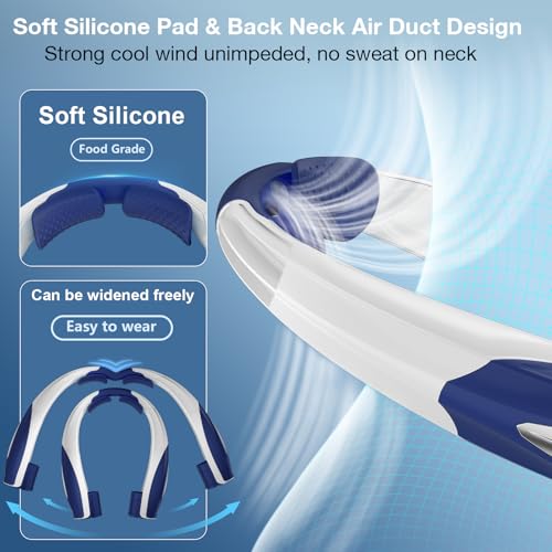 Image of Hionly AI Neck Fan, 6 Speeds Adjustable Portable Personal Fan Rechargeable, 6000 mAh Battery Faster Cooling Wearable, Ultra Quiet for Home, Office, Travel, Outdoor