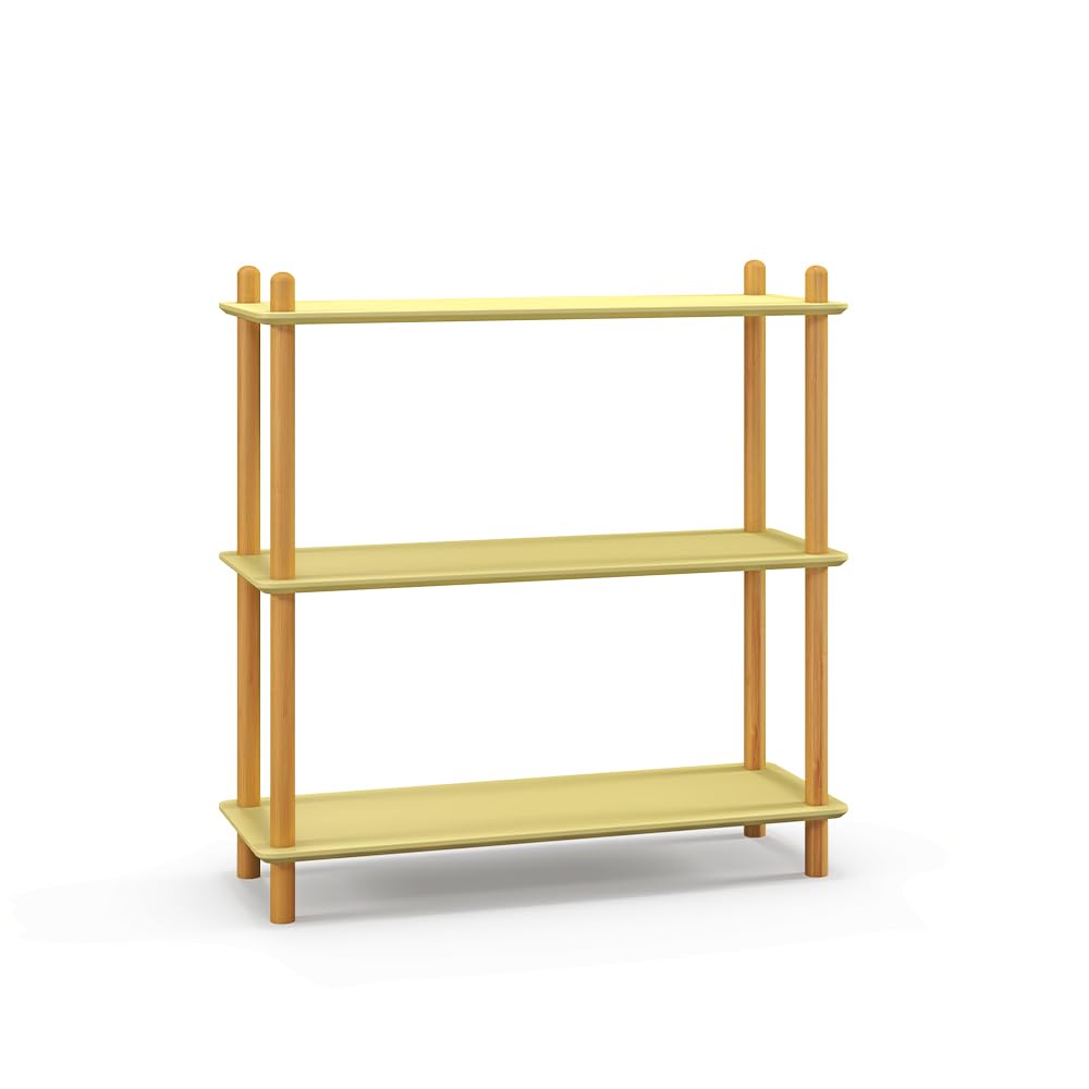 HLXZN 3-Tier Wooden Standing Shelf Units - Modern Open Bookshelf, Free Standing Storage Rack, Multifunctional Display Stand for Home and Office
