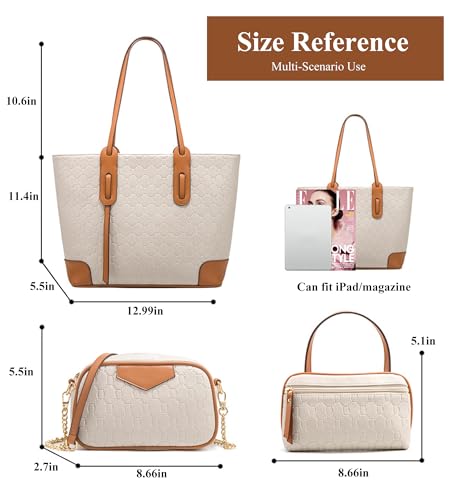 KingTo set 4 piezas bolso tote retro para mujer miniatura 4