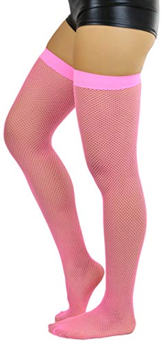 Image of ToBeInStyle Women's Fine Classic Fishnet Thigh High Stretch Nylon Novelty Stockings