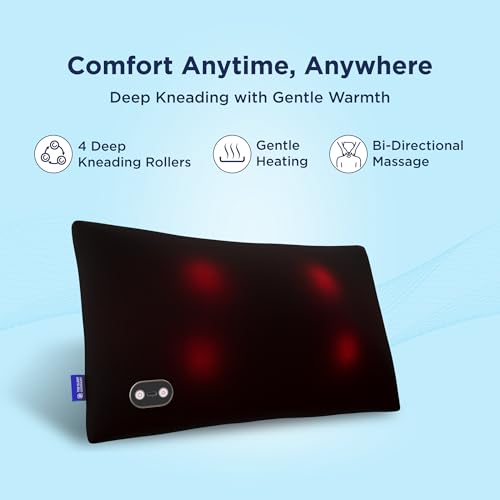 Image of The Sleep Company Wave X Multipurpose Body Massager | Deep Tissue Massager | Shiatsu Massage Therapy | Gentle Heat | Cordless & Rechargeable | Relieves Muscle Pain, Stiffness & Fatigue | Black