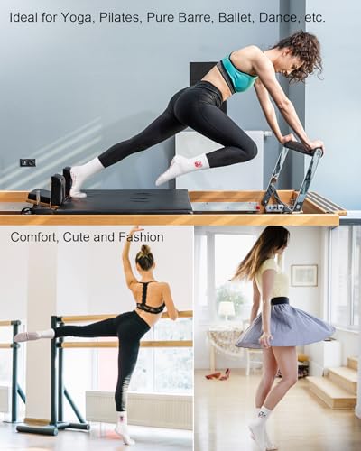 Image of yeuG Non Slip Pilates Socks with Grips for Women, Grip Socks for Yoga Ballet Barefoot Workout Anti Skid Athletic Socks