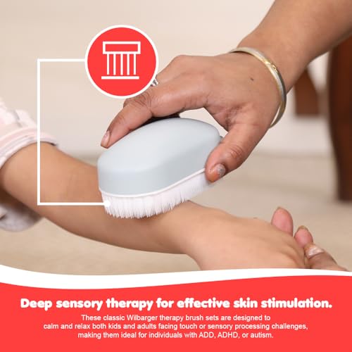 Image of Abley's Therapressure Therapy Brush| Deep Pressure Sensory Tool for Autism, SPD & ADHD | Medium-Deep Pressure Stimulation for Calming, Focus & Occupational Therapy Support (Blue)