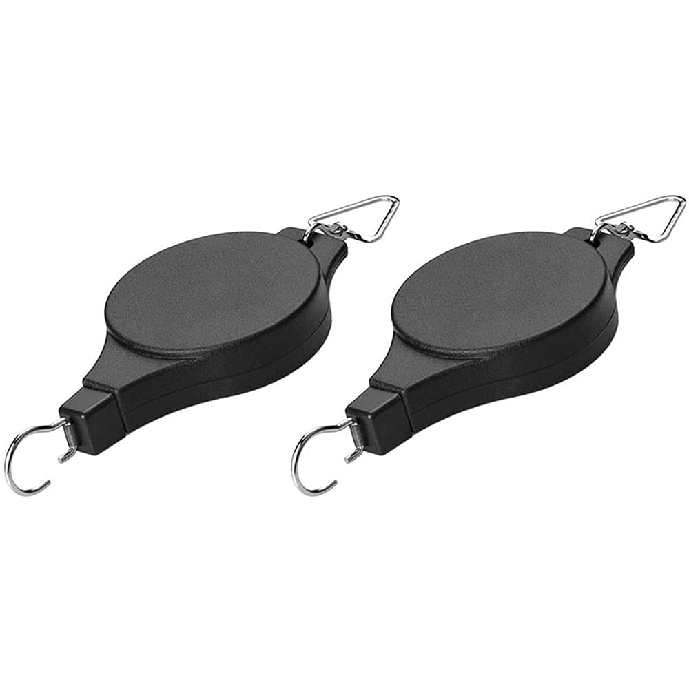 Ancllo Black 2Pcs Plant Pulley Retractable Pulley Plant Hanger Hanging Flower Basket Hook Hanger For Garden Baskets Pots And Birds Feeder In Different Height Lower
