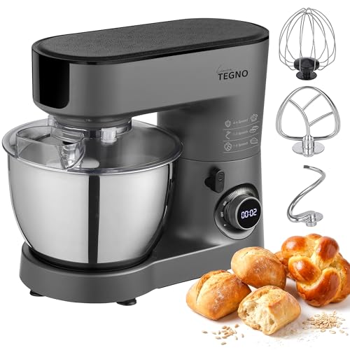 Steel Mixer - Linea Tegno - Professioneller Küchenmixer mit 6,5 L Edelstahl Rührschüssel - 1500W Leistungsstarker Standmixer für Teig, Teig, Schlagsahne und Cremes - Anthrazitgrau