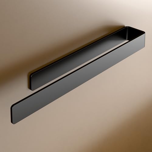 LIEBHEIM Porte-Serviette Salle de Bain - Porte Serviette Mural sans Percage - Support Serviette Salle de Bain - Porte Torchon (Aluminium Noir, 40 cm)