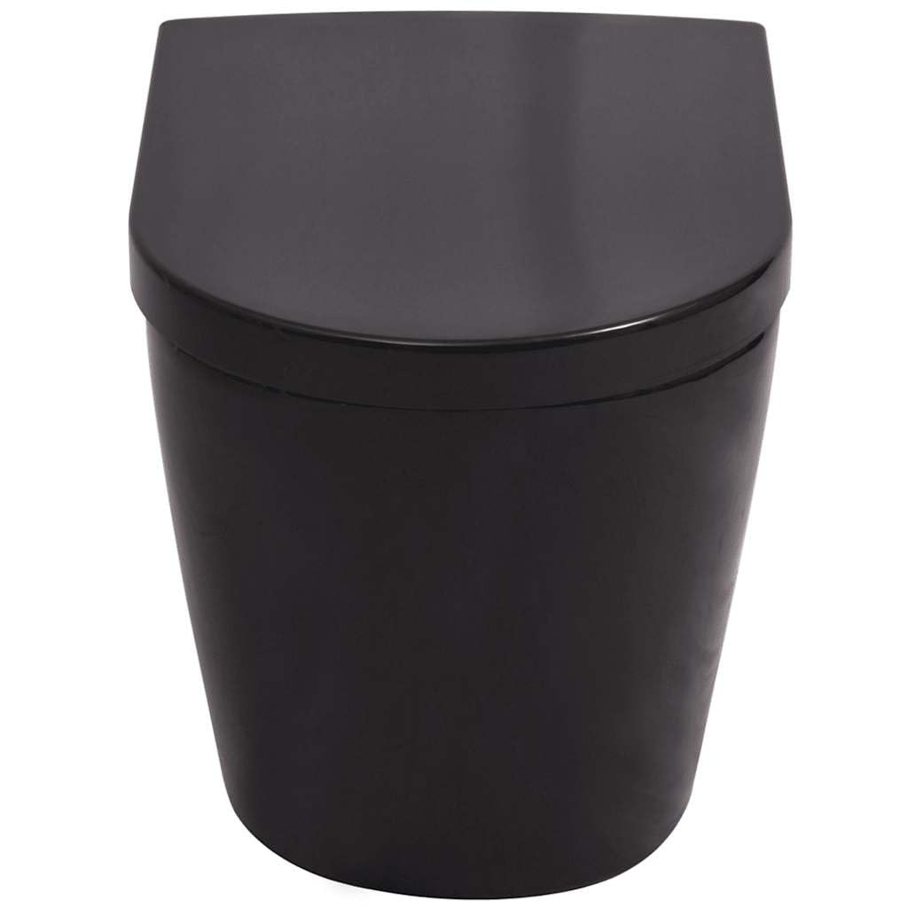Inodoro de pared con cisterna empotrada, inodoro colgante de cerámica negra, asiento de cierre suave, función de ahorro de agua, diseño moderno