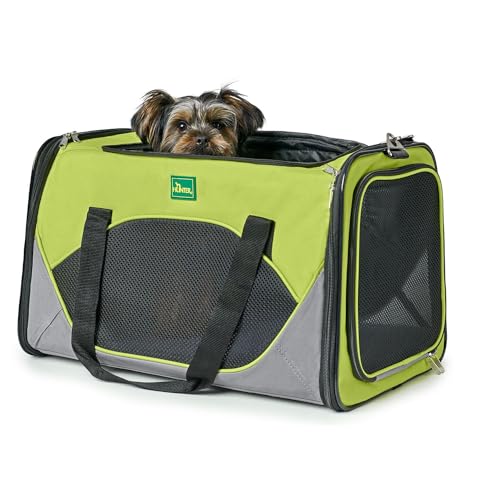 HUNTER KANSAS Tragetasche für Hunde und Katzen, zusammenfaltbar, 50 x 30 x 30 cm, hellgrün/ grau