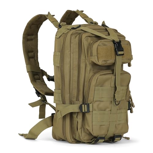 30L Tan Tactical Backpack - MOLLE Military Bug Out Bag, Small Survival Rucksack & EDC Daypack for Hunting, Hiking, Camping, Travel - Outdoor Gear for Men & Women
