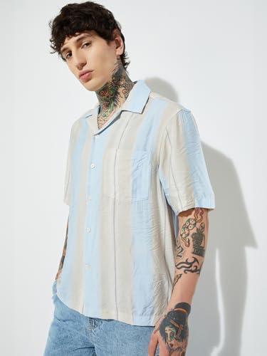 Image of Max URB N Men Half Sleeves Striped Boxy Fit Oversized Shirt