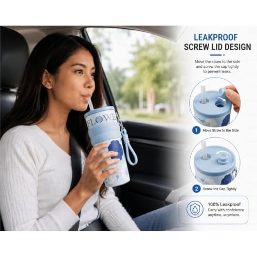 Image of STARFLYER Stylish Reusable Drinking Cup for Water, Juice & Cold Beverages | Portable Travel for Home, Office & Daily Use. (700ml Blue Rose Tumbler)