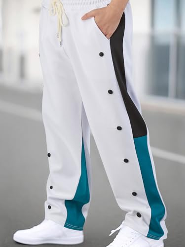 Mens Youth Loose Fit Sweatpants Button Jogging Pants Casual Solid Color Comfy Trousers Elastic Waist Button Outfits2