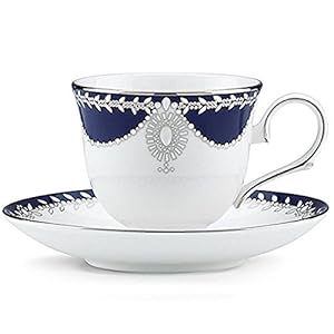 Lenox Marchesa Empire Pearl Indigo Teacup and Saucer