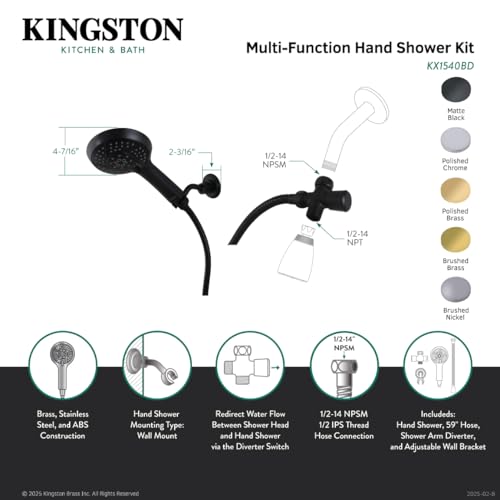 Kit de ducha manual multifunción Vilbosch Kingston Brass miniatura 3