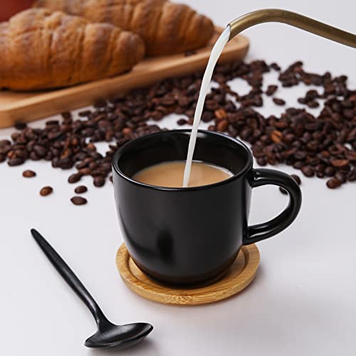 Hasense Espresso Cups And Saucers Set Of 6, Demitasse Cups With Handle For Coffee Drinks, Latte, Cappuccino, Cafe Mocha And Tea, 4 Ounce Porcelain Coffee Cups For Coffee Bar Home And Party, Black #TOP6