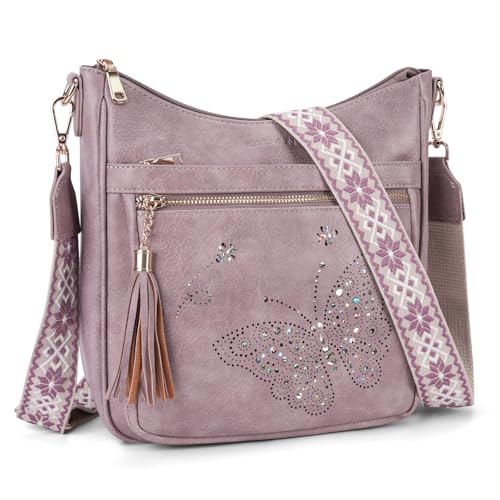 Medium Crossbody Bags for Women Trendy, Women's Butterfly Shoulder Handbags with Tassel