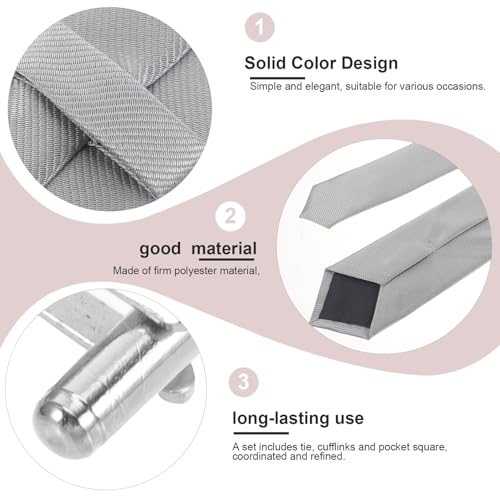 Set de corbata para hombre con gemelos y pañuelo miniatura 7