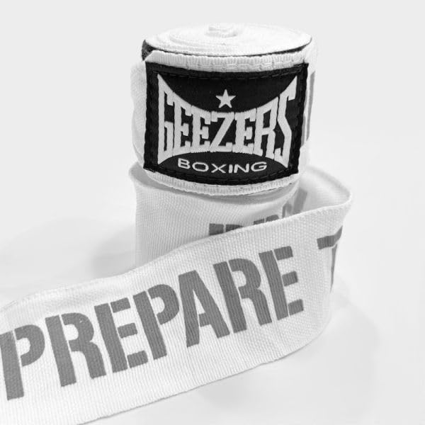 Geezers Boxing Prepare To Fight Hand Wraps for Inner Glovers, 3,4,5 Meter, with a hook and loop closure, Under Mitts Wrist Hand protection, punchbag, speedball, Sparring Training. (White, 3M)
